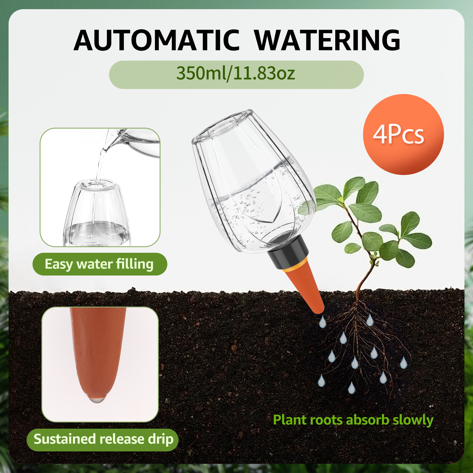 4Pcs Plant Watering Globe Clea - Self Watering Insert 리뷰 및 가격