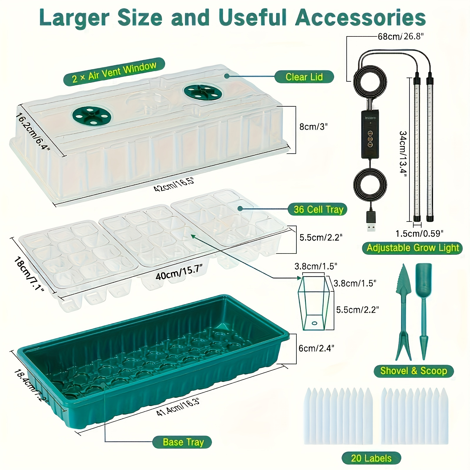 36-Cell Seed Starter Tray w/ G - Humidity Dome Kit 리뷰 및 가격