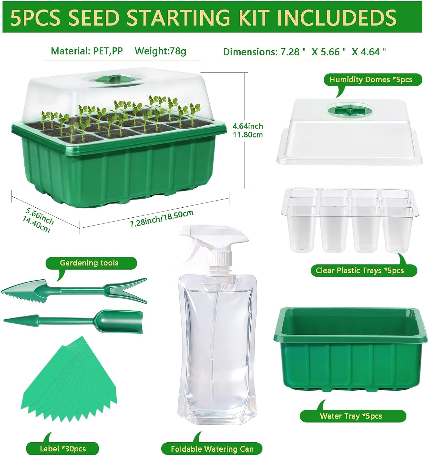 5-Pack Seed Starter Tray Kit w - Humidity Dome Kit 리뷰 및 가격