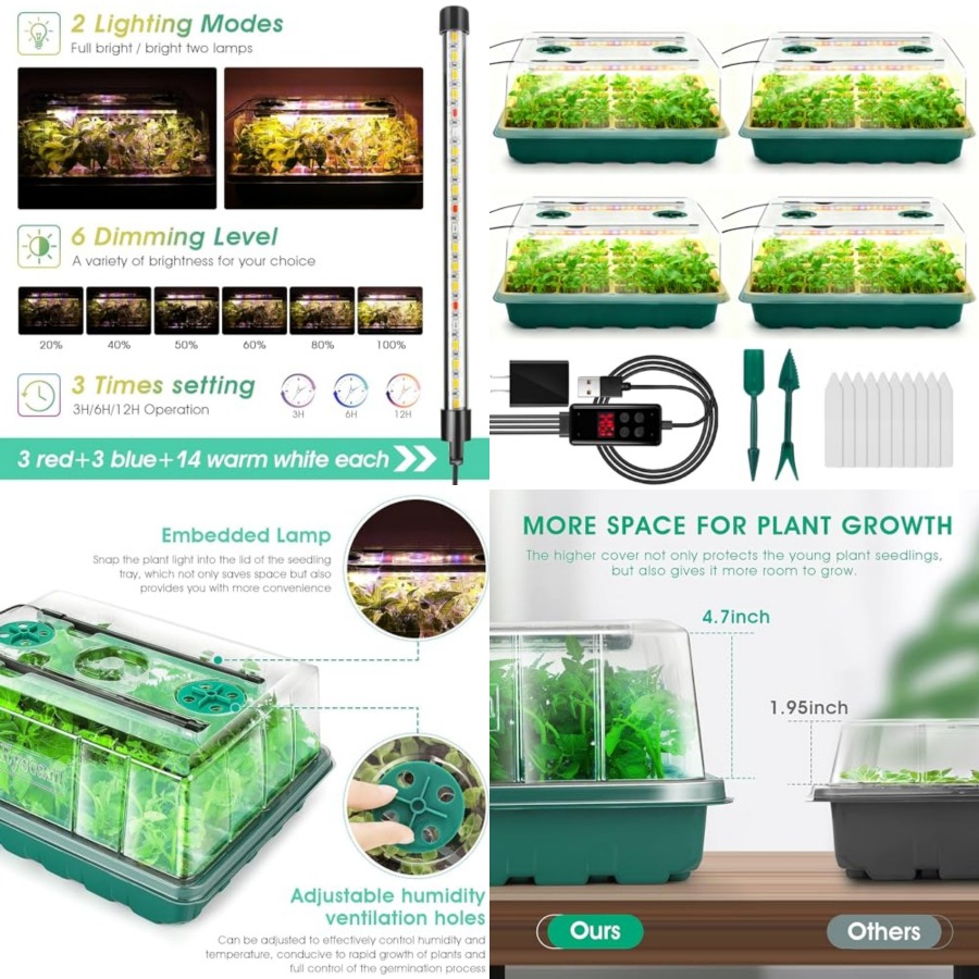 Seed Starter Tray with Grow Li - Humidity Dome Kit 리뷰 및 가격
